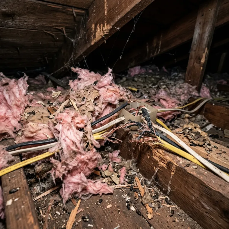 Contaminated ceiling insulation being assessed in a Lower Plenty roof space